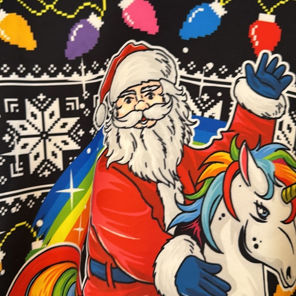 UGLY CHRISTMAS SWEATER 🎄😂 SANTA UNICORN LIGHTS HOLIDAY PARTY FUN L/XL UNISEX - Picture 3 of 7